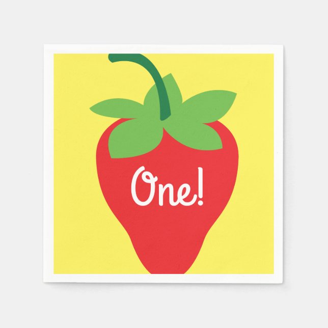 Serviette En Papier Berry 1er Anniversaire mignonne fraise colorée Mod (Devant)