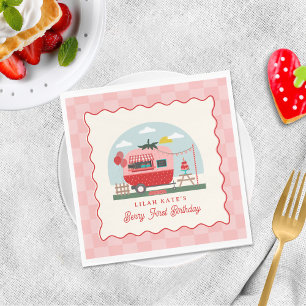 Serviette En Papier Berry 1er Birthday Strawberry Camper Checper