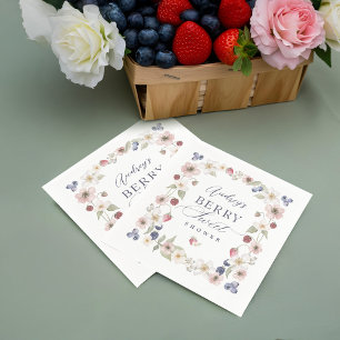 Serviette En Papier Berry Baby shower doux Fleurs et baies sauvages