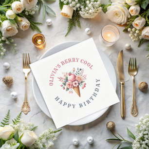 Serviette En Papier Berry Cool Bonne fête de crème glacée anniversaire