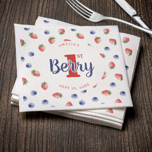 Serviette En Papier Berry First Birday Party fraise et bleuet