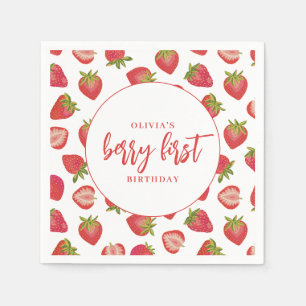 Serviette En Papier Berry First Birthday Girls fraise