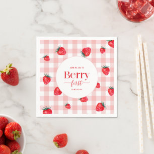 Serviette En Papier Berry First Birthday Strawberry Girl