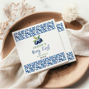 Serviette En Papier Berry First Blueberry 1er Anniversaire