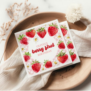 Serviette En Papier Berry fraise Premier anniversaire