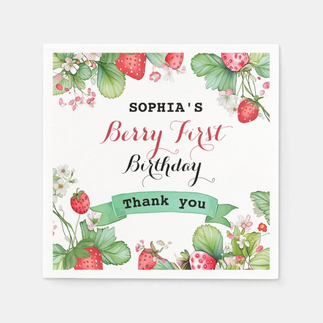 Serviette En Papier Berry Lovely Premier anniversaire (Devant)