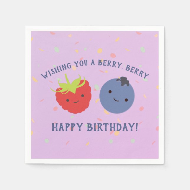 Serviette En Papier Berry mignonne Joyeux Anniversaire Pun Kawaii baie (Devant)