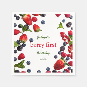 Serviette En Papier Berry Photo du premier anniversaire