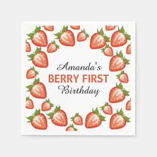 Serviette En Papier Berry premier anniversaire Berry Girl rose fraise