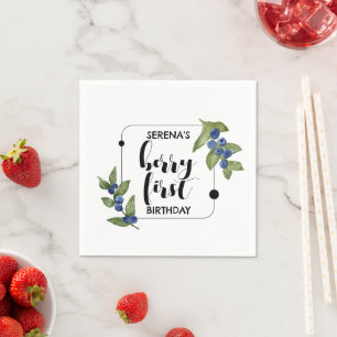 Serviette En Papier Berry Premier Anniversaire de enfant   Blueberry  