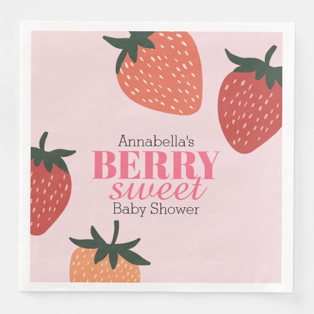 Serviette En Papier Berry rose fraise Baby shower doux (Devant)