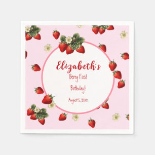 Serviette En Papier Berry rouge et rose Premier bébé Fête d'anniversai