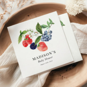 Serviette En Papier Berry Sweet Aquarelle Baby shower bleu rouge