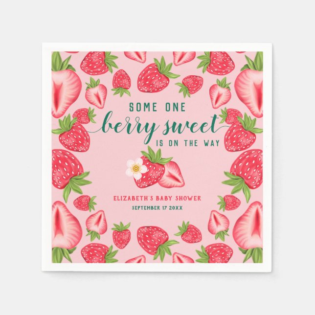 Serviette En Papier Berry Sweet Baby Baby shower fraise sur mesure (Devant)