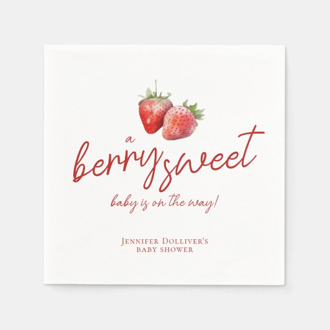 Serviette En Papier Berry Sweet Baby shower fraise (Devant)