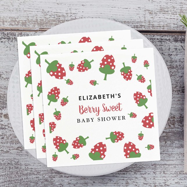 Serviette En Papier Berry Sweet Baby shower mignonne fraise sur mesure (Créateur téléchargé)