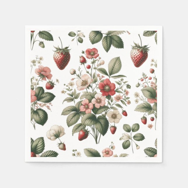 Serviette En Papier Berry Sweet Fraise partout sur Motif (Devant)