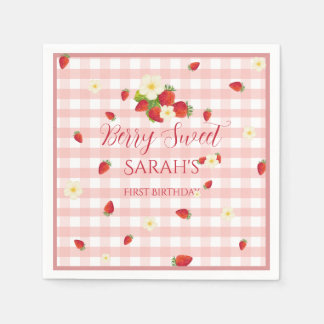 Serviette En Papier Berry Sweet Strawberry 1st Birthday Party