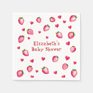 Serviette En Papier Berry Sweet Strawberry Hearts Unisex Baby shower