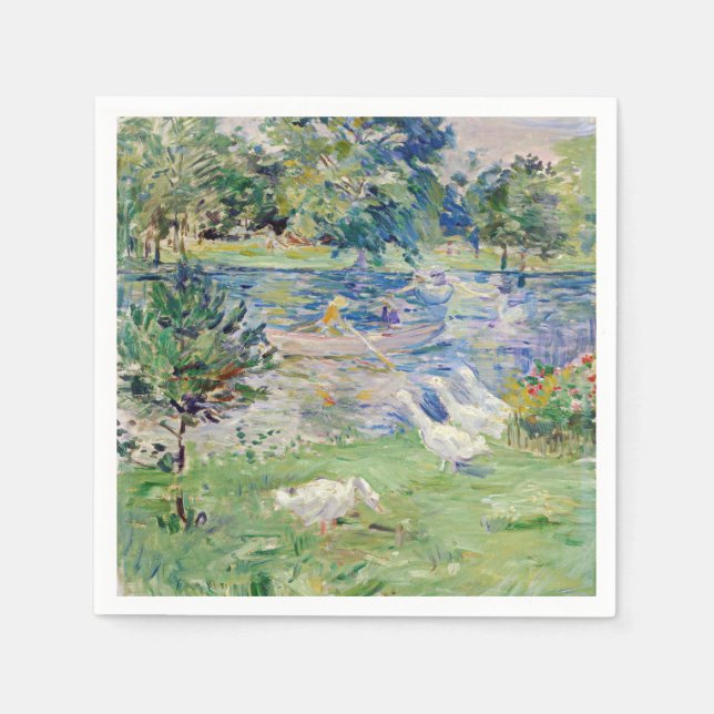 Serviette En Papier Berthe Morisot - Fille en bateau avec oie (Devant)