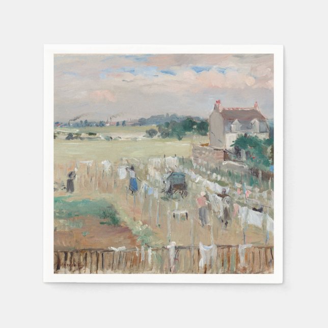 Serviette En Papier Berthe Morisot - Hanging the Laundry out to Dry (Devant)