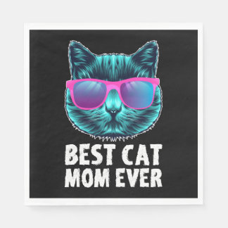 Serviette En Papier Best Cat Mom Ever Cute Funny Glasses