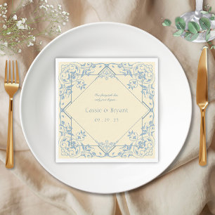Serviette En Papier Beurre Jaune Vintage Élégant Côtier Chic Mariage