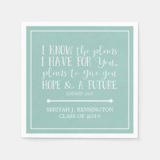 Serviette En Papier Bible chrétienne moderne Verse Turquoise Aqua Grad