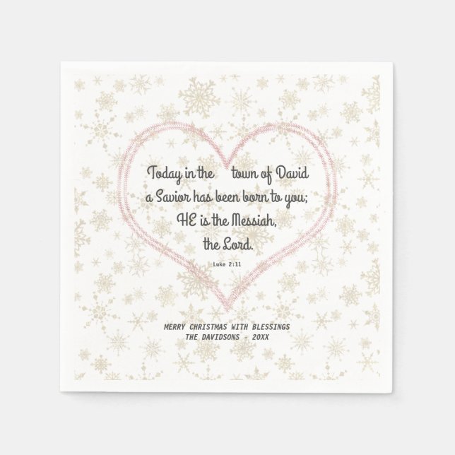 Serviette En Papier Bible de Noël Verse Messiah Gold Heart (Devant)
