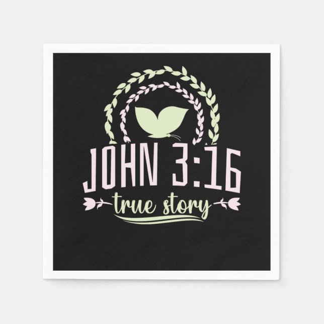 Serviette En Papier Bible Verse John 316 Véritable Histoire (Devant)