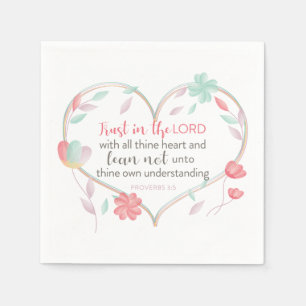 Serviette En Papier Bible Verse Proverbes 3:5 Coeur chrétien