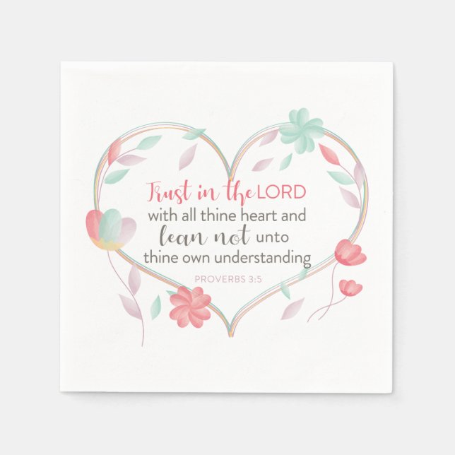 Serviette En Papier Bible Verse Proverbes 3:5 Coeur chrétien (Devant)