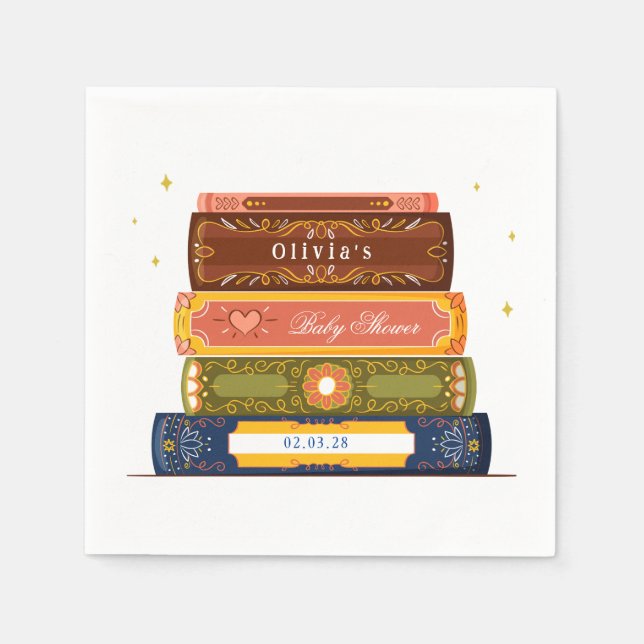 Serviette En Papier Bibliothèque de livres d'histoires sur le Baby sho (Devant)