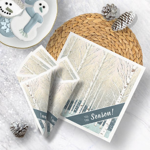 Serviette En Papier Bibouleaux de Noël Turquoise ID1003