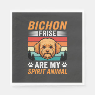 Serviette En Papier Bichon Frise Animal Spirituel Chien Rétro