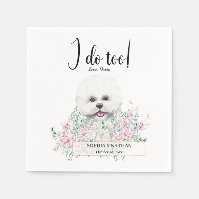 Serviette En Papier Bichon Frise Chien Mariage Cocktail Napkins (Devant)