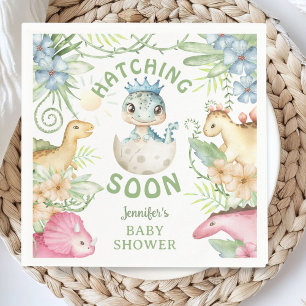 Serviette En Papier Bientôt Éclos Garçon Dino Fête de Naissance