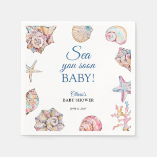 Serviette En Papier Bientôt sur les rivages Baby Shower Coquillage