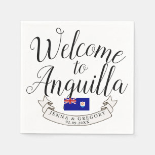 Serviette En Papier Bienvenue à Anguilla Destination Faveur Mariage