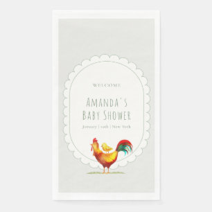 Serviette En Papier Bienvenue à la Baby Shower Sage Cottagecore Coq Po