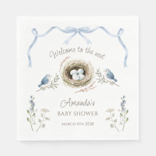 Serviette En Papier Bienvenue à la douche de bébé Ruban Bleu du Nid
