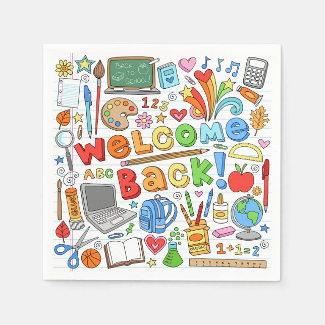 Serviette En Papier Bienvenue À L'École (Devant)