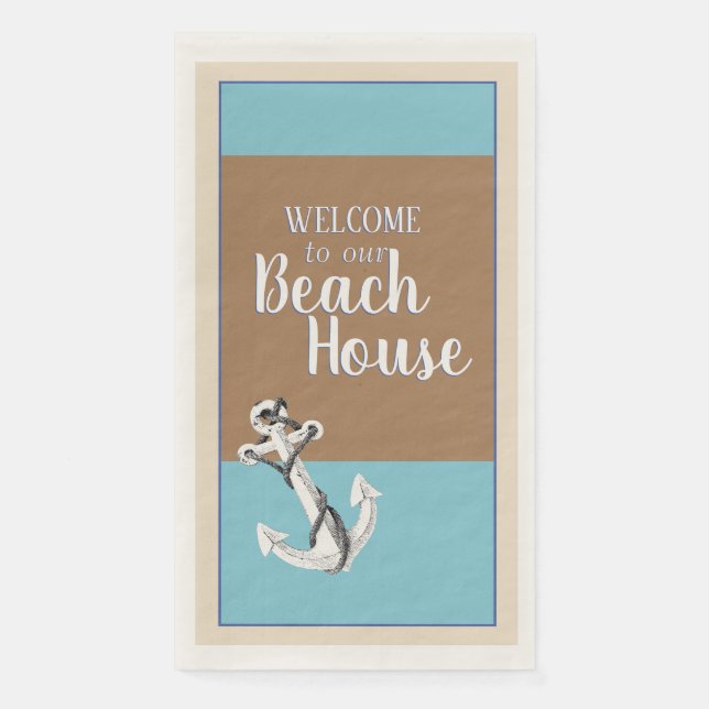 Serviette En Papier Bienvenue à notre Beach House - Design No 1 (Devant)