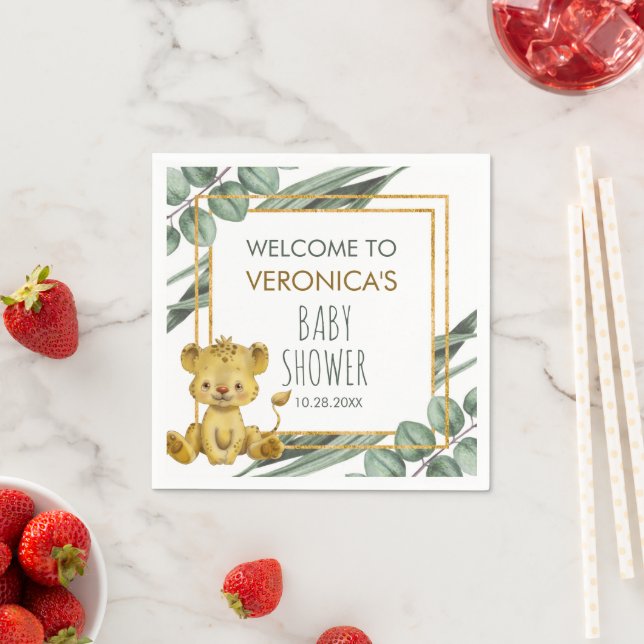 Serviette En Papier Bienvenue au Baby shower de Lion Jungle Safari (En situation)