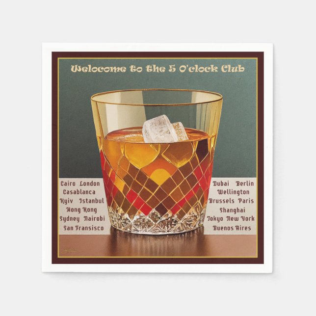 Serviette En Papier Bienvenue au Club 5 O'clock Mid Century Design (Devant)