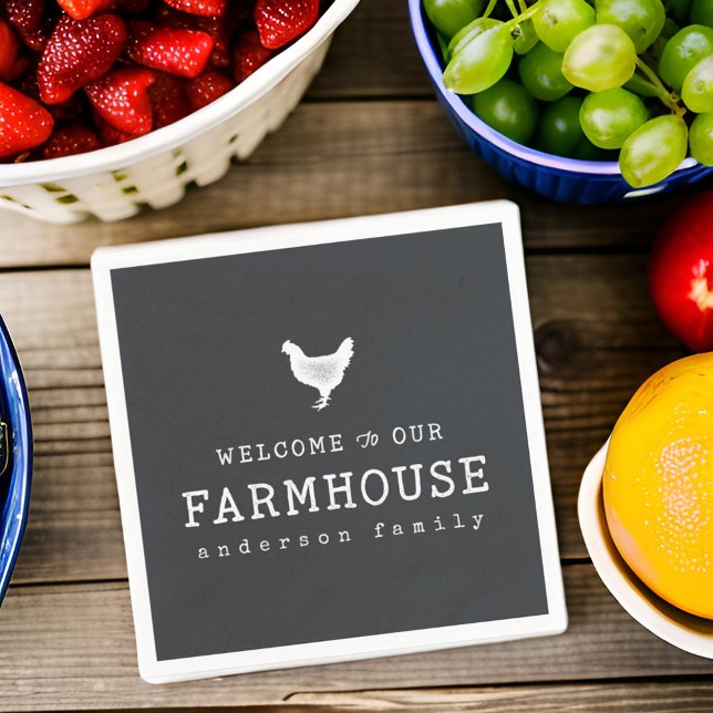 Serviette En Papier Bienvenue dans notre ferme Pays Poulet rustique (Créateur téléchargé)