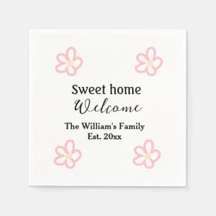 Serviette En Papier Bienvenue douce maison ajouter nom de famille anné
