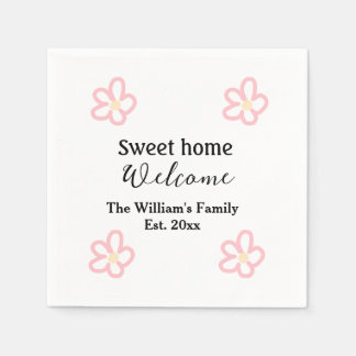 Serviette En Papier Bienvenue douce maison ajouter nom de famille anné