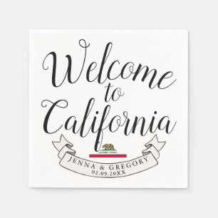 Serviette En Papier Bienvenue en Californie   Mariage de destination