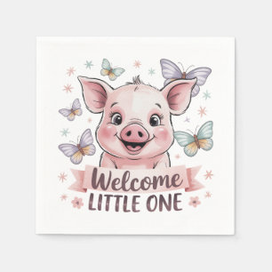 Serviette En Papier Bienvenue Little One - Joli Baby shower de Piglet